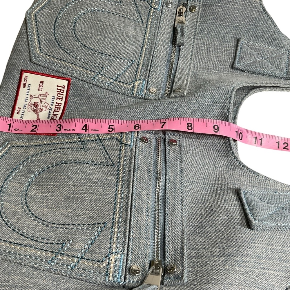 True Religion faded denim jeans purse with front patch logo.  NWT. - Picture 8 of 10